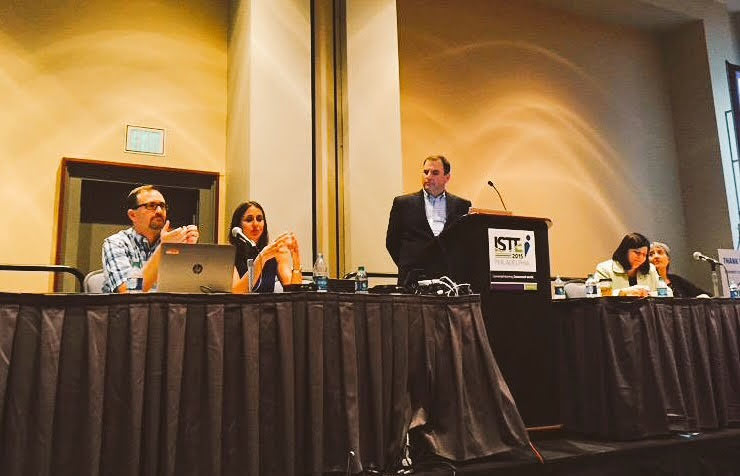 Steve Burt presenting on a conference panel at ISTE